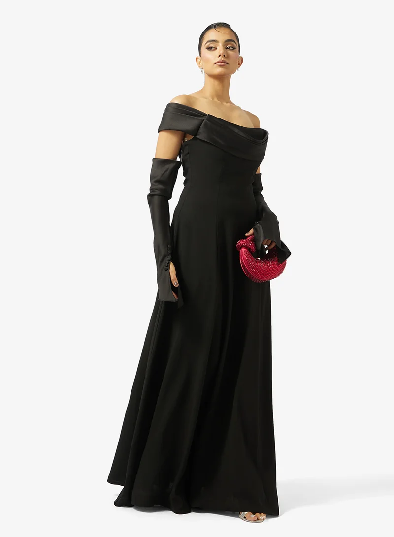 Akadia Fashion  A-LINE FREE SLEEVES CREPE DRESS for Women | Best Price UAE
